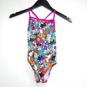 SPEEDO Halter Colorful Graffiti Art One PIece Swimsuit